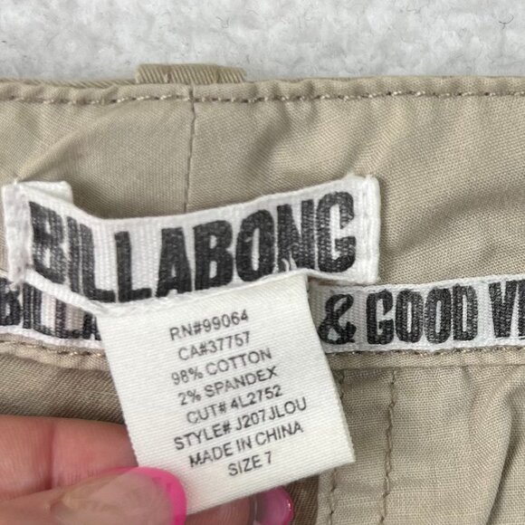 Billabong Y2K Vintage Micro Short Tan Khaki Brown Low Rise 7 - Picture 2 of 5